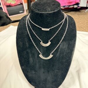 NWT BANANA REPUBLIC 3-Chain Silver Tone Necklace
